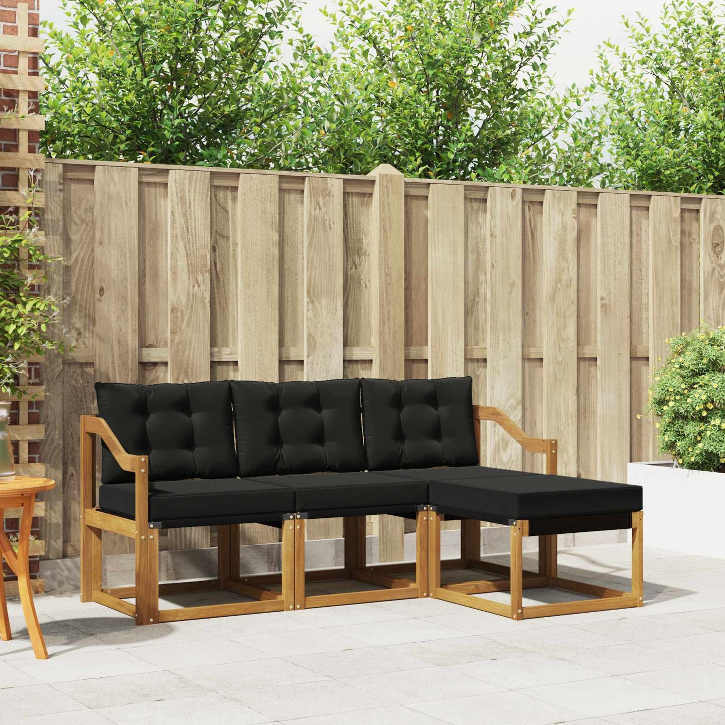 Set di divani da esterno con cuscino 4 pcs Naturale e Nero | homemem39