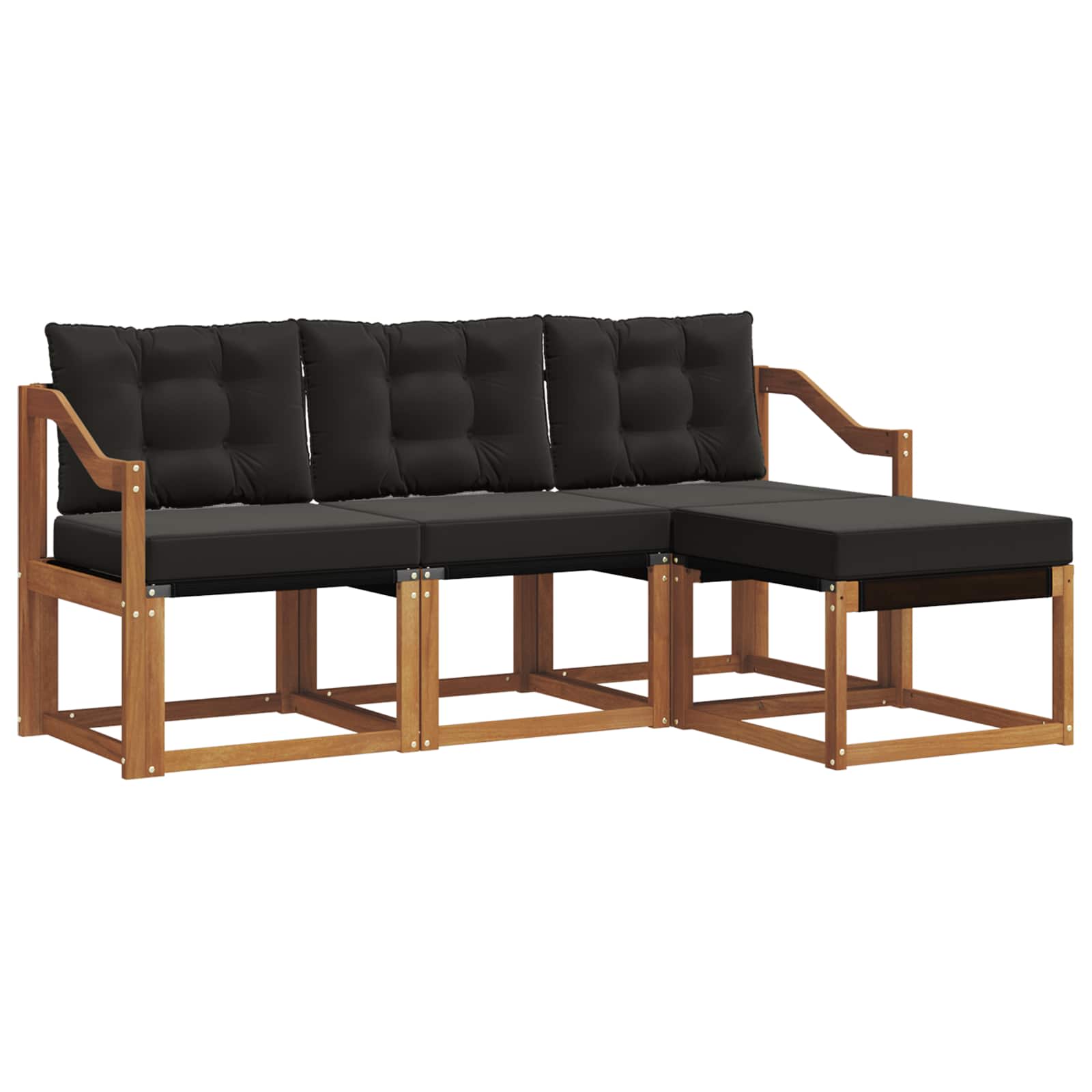 Set di divani da esterno con cuscino 4 pcs Naturale e Nero | homemem39