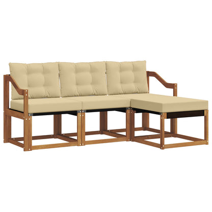 Set di divani da esterno con cuscino 4 pcs Naturale e Beige | homemem39