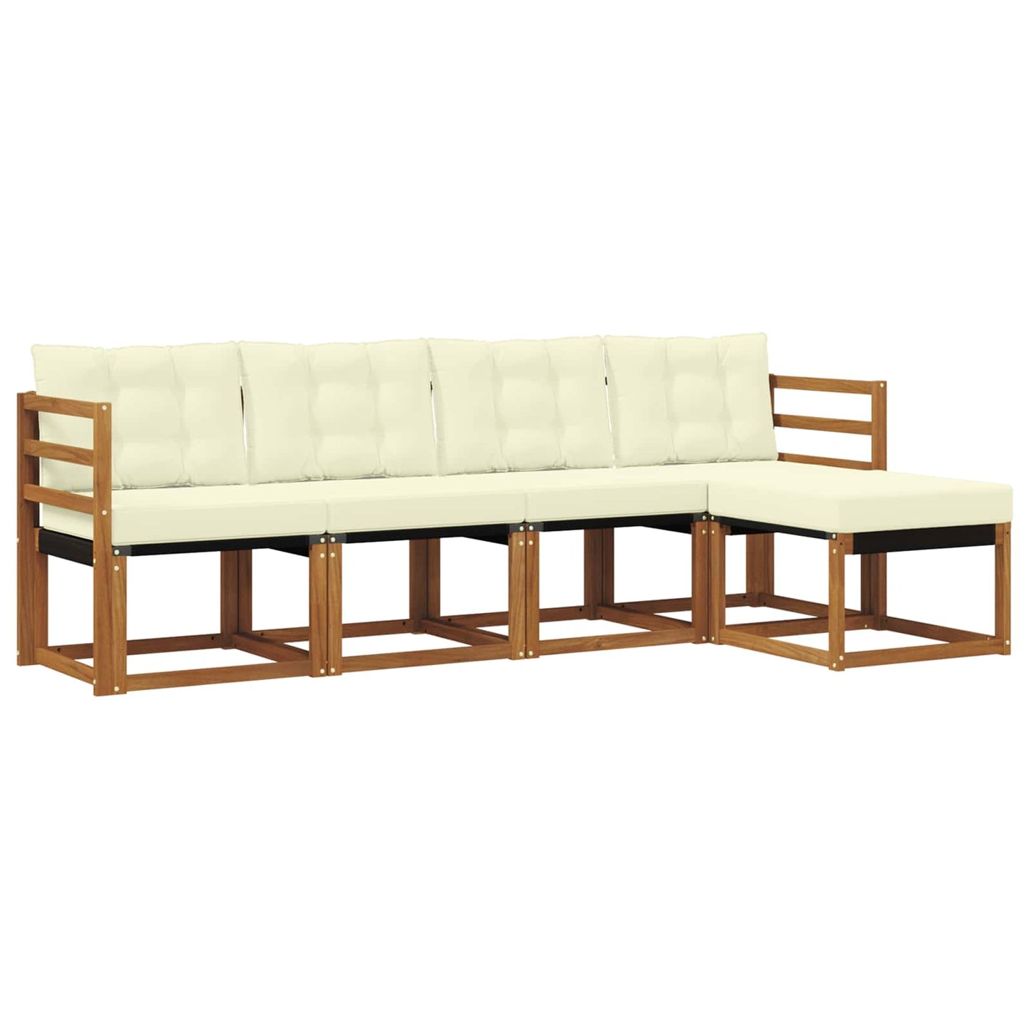 Set di divani da esterno con cuscino 5 pcs Naturale e Crema | homemem39