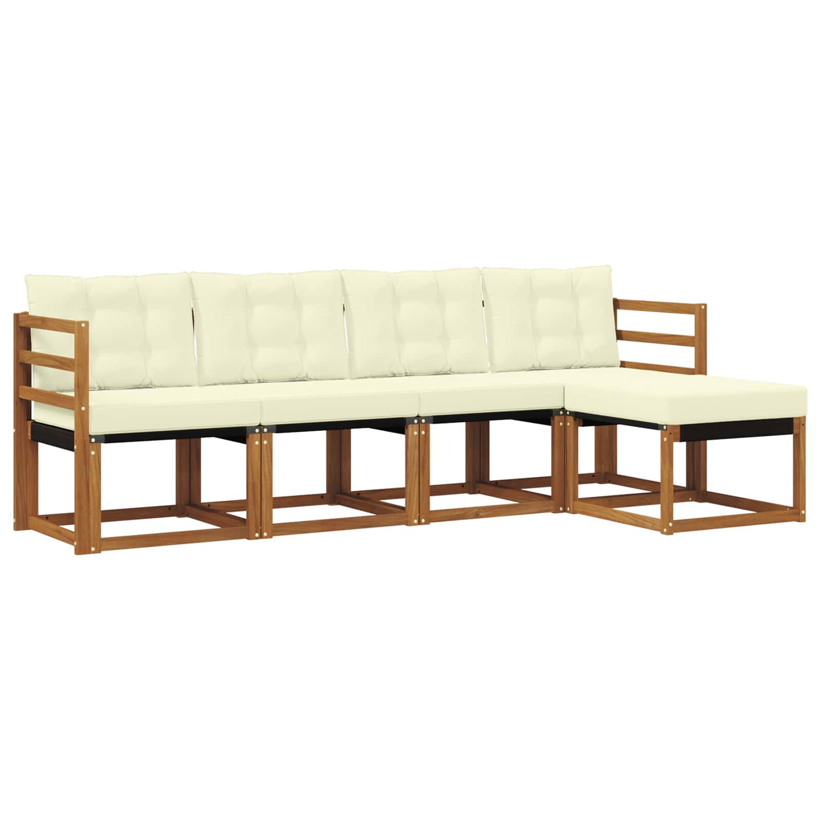 Set di divani da esterno con cuscino 5 pcs Naturale e Crema | homemem39