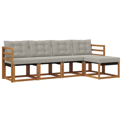 Set di divani da esterno 5 pcs Grigio Naturale e Chiaro | homemem39