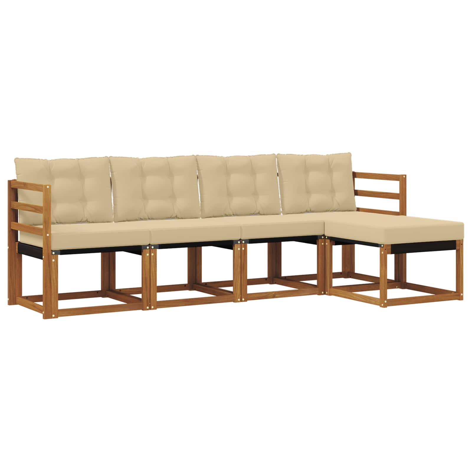 Set di divani da esterno con cuscino 5 pcs Naturale e Beige | homemem39