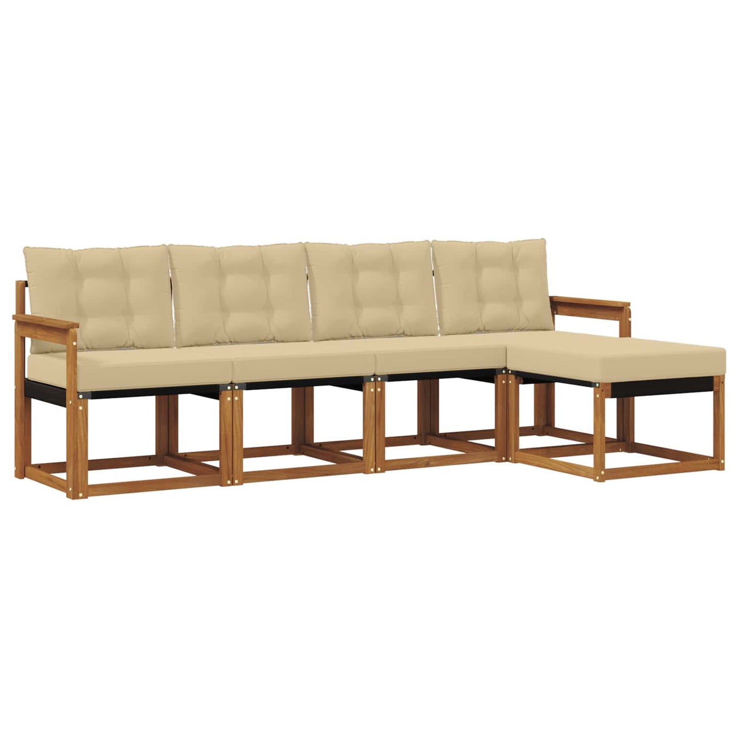 Set di divani da esterno con cuscino 5 pcs Naturale e Beige | homemem39