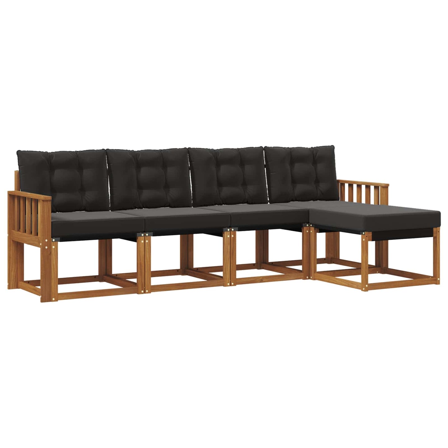 Set di divani da esterno con cuscino 5 pcs Naturale e Nero | homemem39