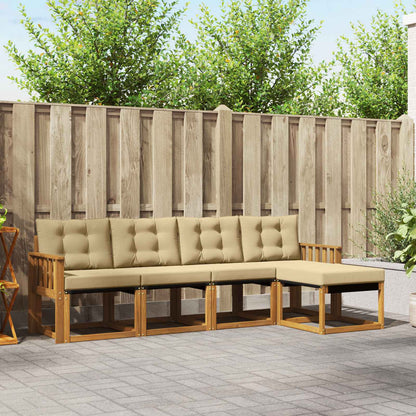 Set di divani da esterno con cuscino 5 pcs Naturale e Beige | homemem39