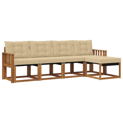 Set di divani da esterno con cuscino 5 pcs Naturale e Beige | homemem39