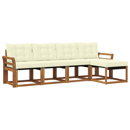 Set di divani da esterno con cuscino 5 pcs Naturale e Crema | homemem39