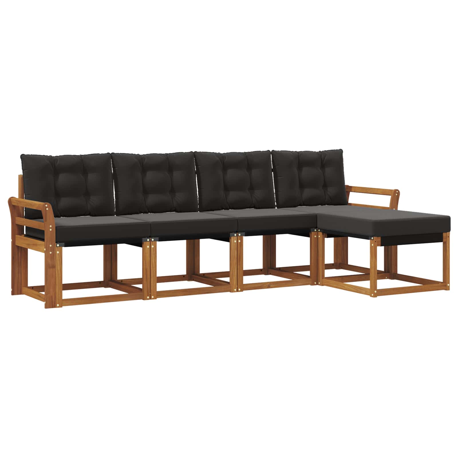 Set di divani da esterno con cuscino 5 pcs Naturale e Nero | homemem39
