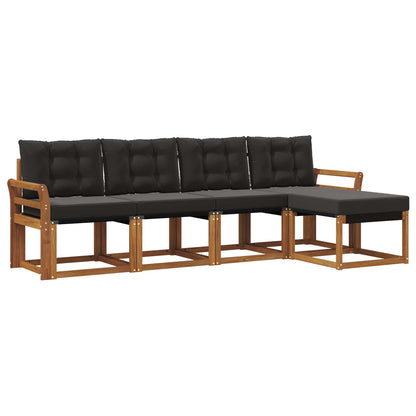 Set di divani da esterno con cuscino 5 pcs Naturale e Nero | homemem39