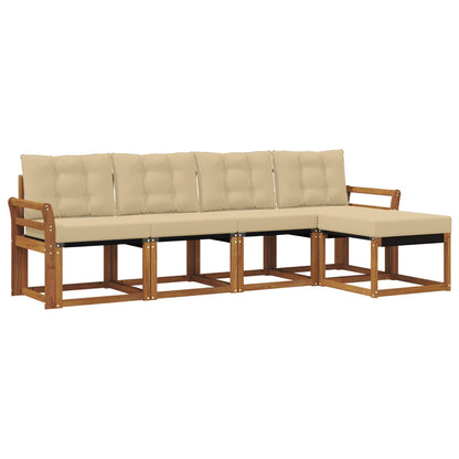 Set di divani da esterno con cuscino 5 pcs Naturale e Beige | homemem39
