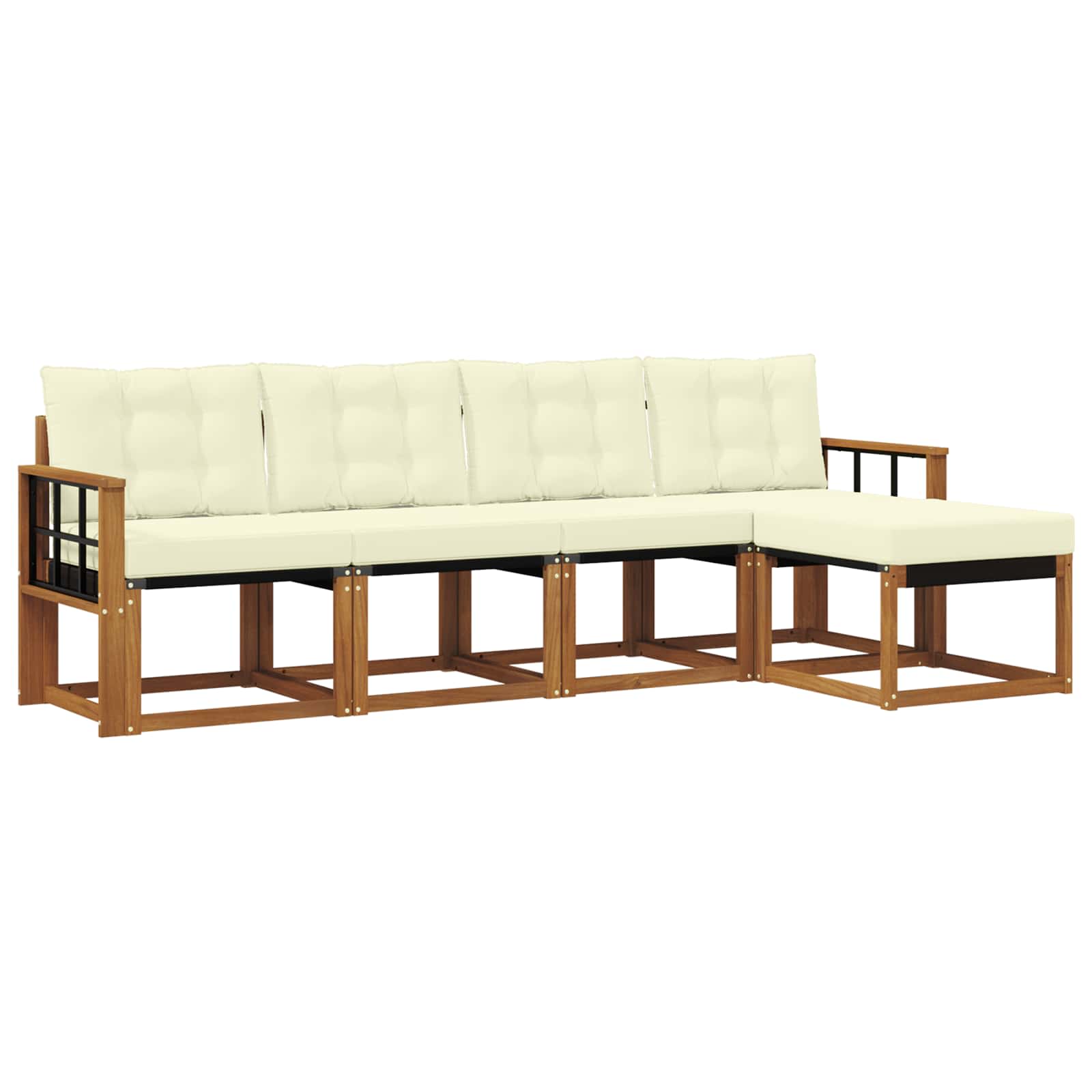 Set di divani da esterno con cuscino 5 pcs Naturale e Crema | homemem39
