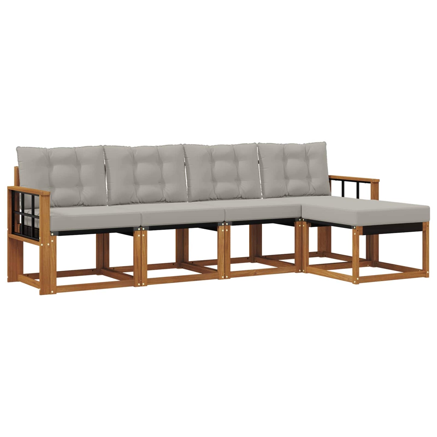 Set di divani da esterno 5 pcs Grigio Naturale e Chiaro | homemem39