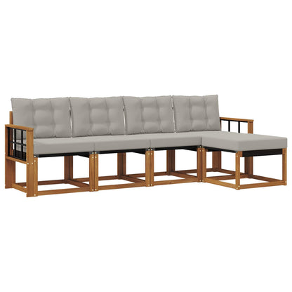 Set di divani da esterno 5 pcs Grigio Naturale e Chiaro | homemem39