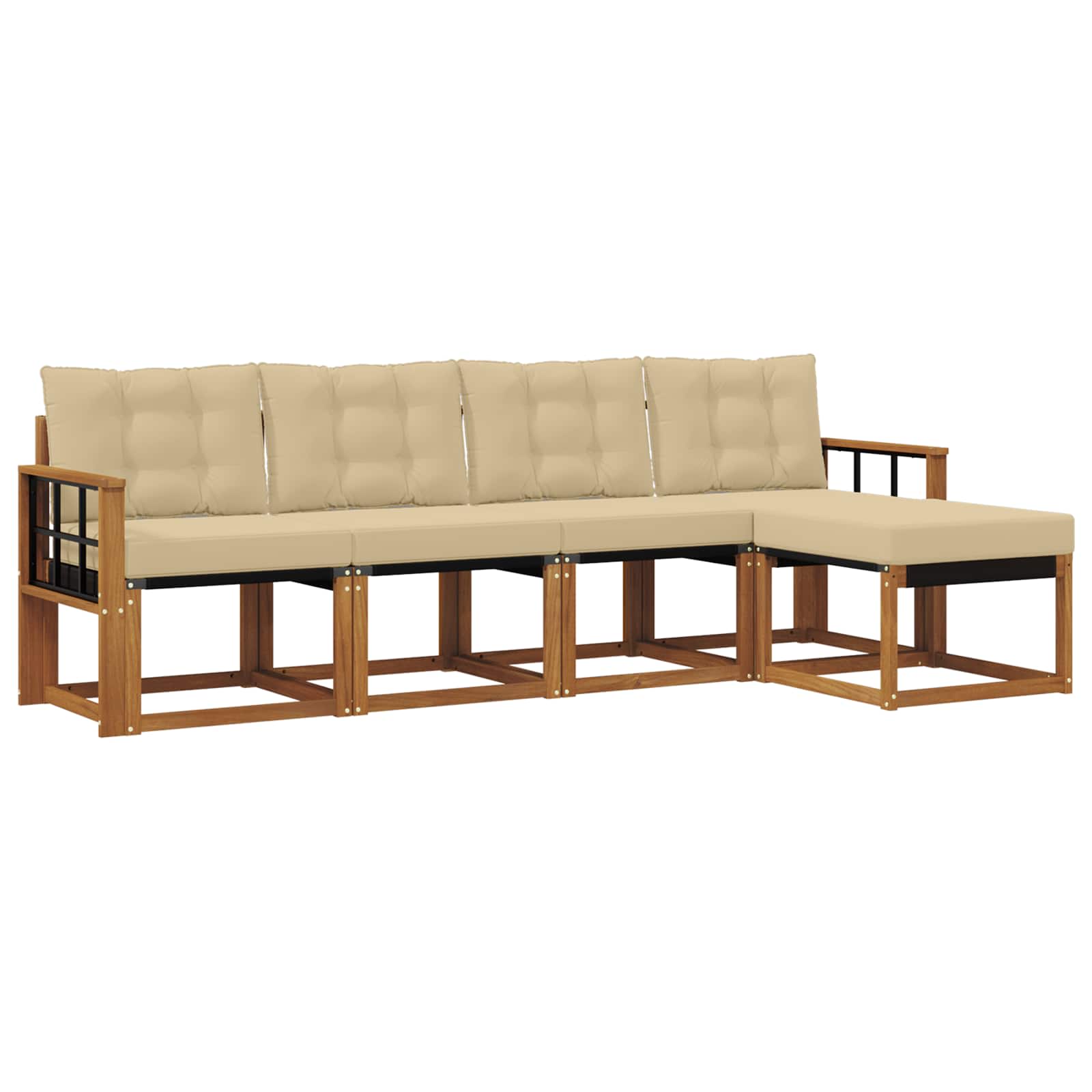 Set di divani da esterno con cuscino 5 pcs Naturale e Beige | homemem39