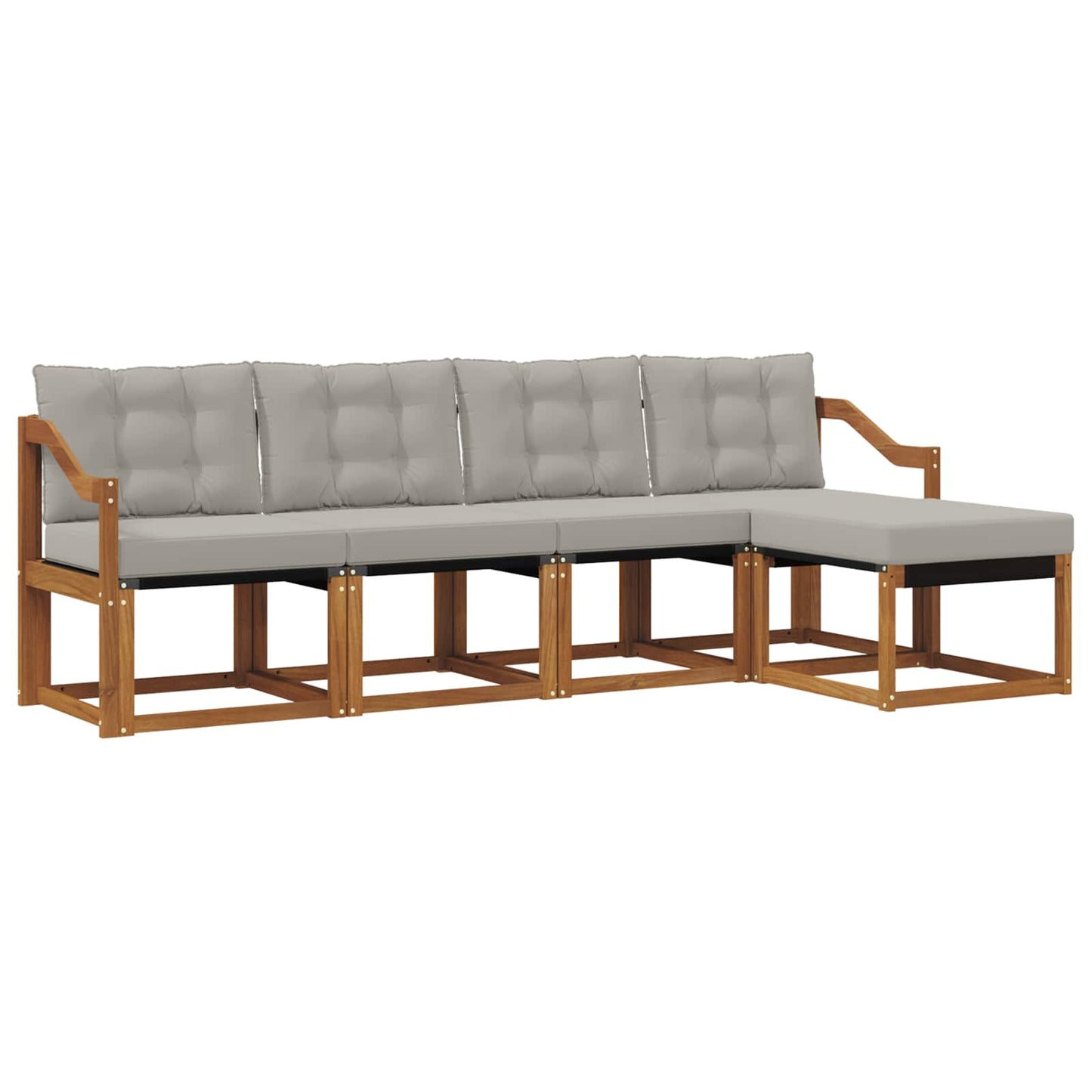 Set di divani da esterno 5 pcs Grigio Naturale e Chiaro