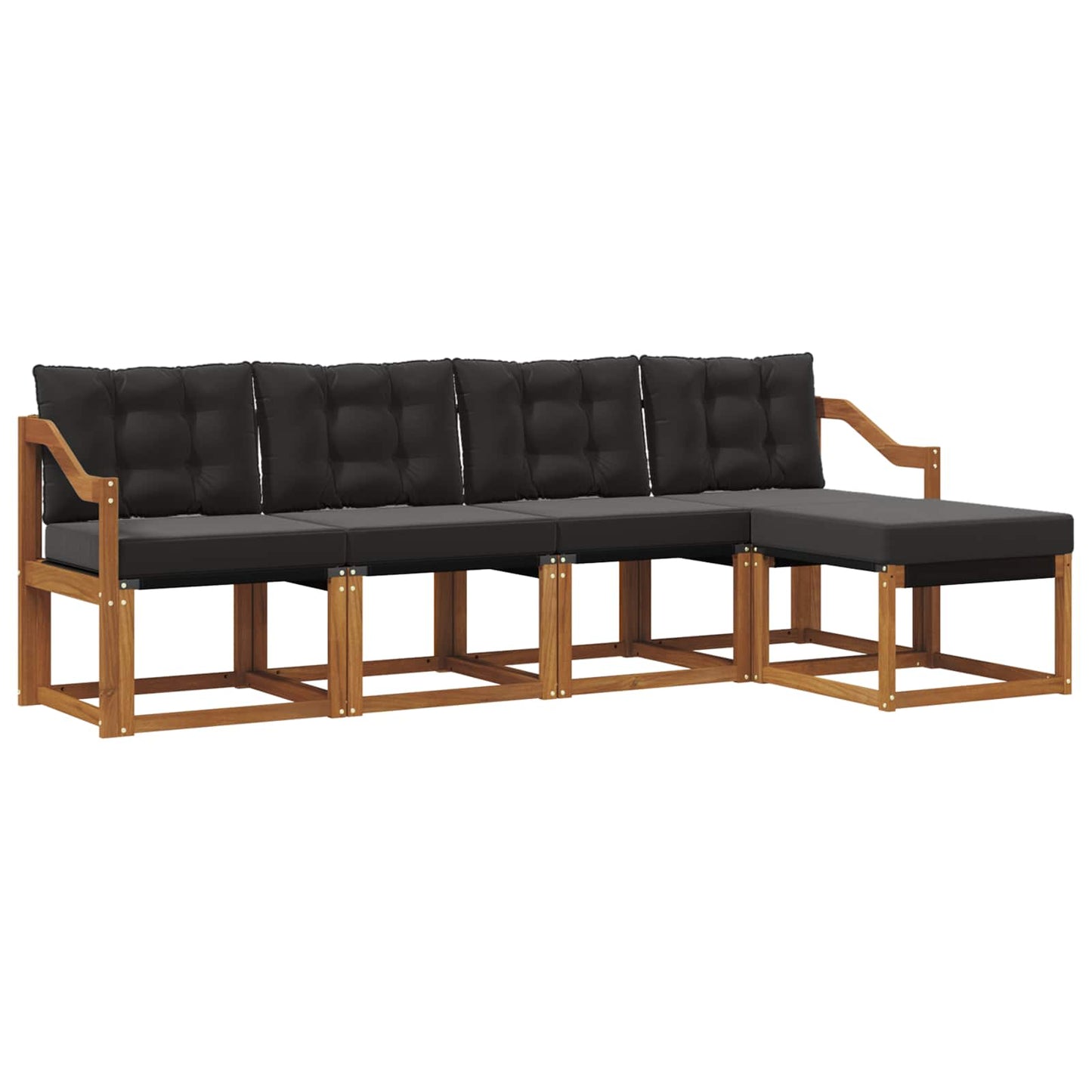 Set di divani da esterno con cuscino 5 pcs Naturale e Nero