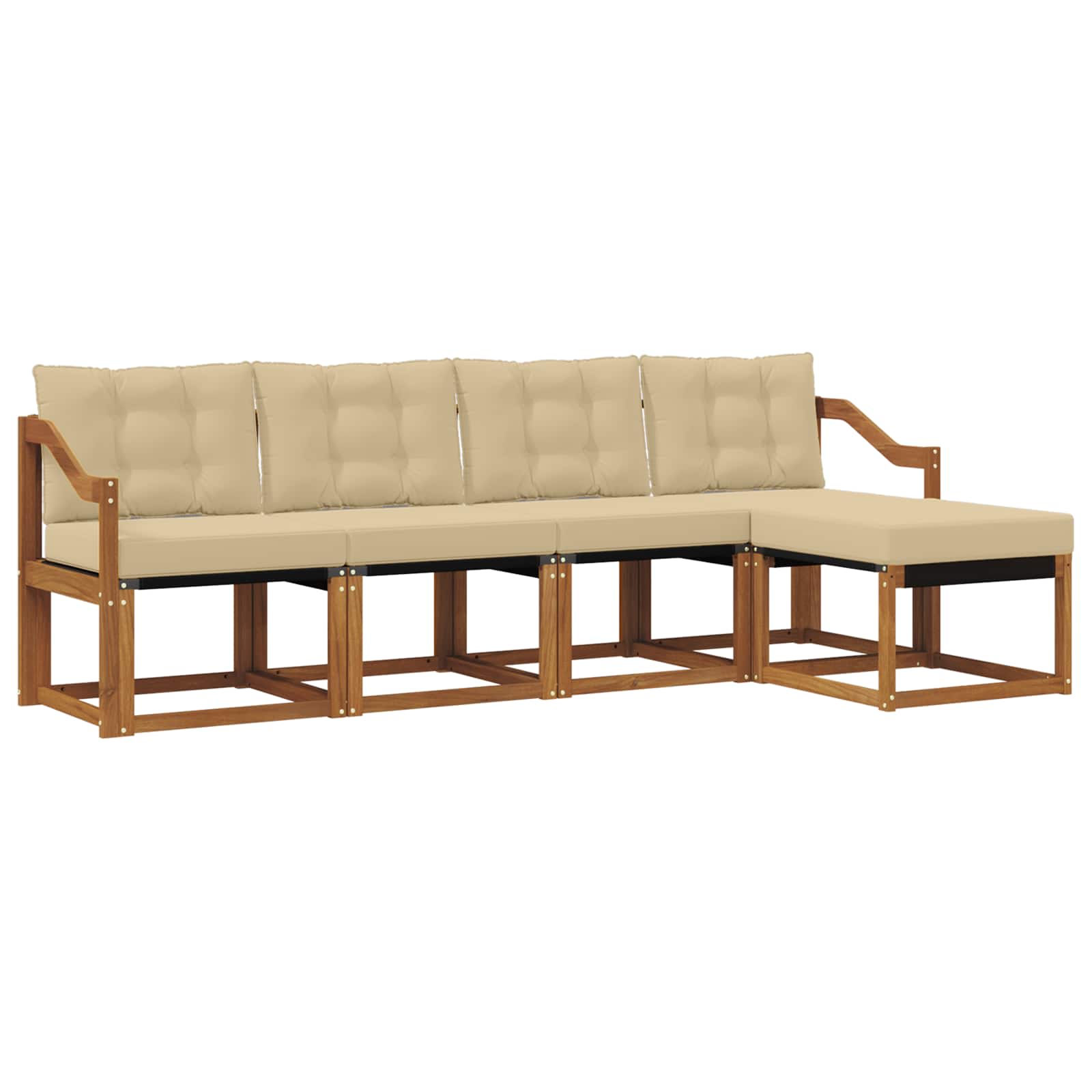 Set di divani da esterno con cuscino 5 pcs Naturale e Beige | homemem39