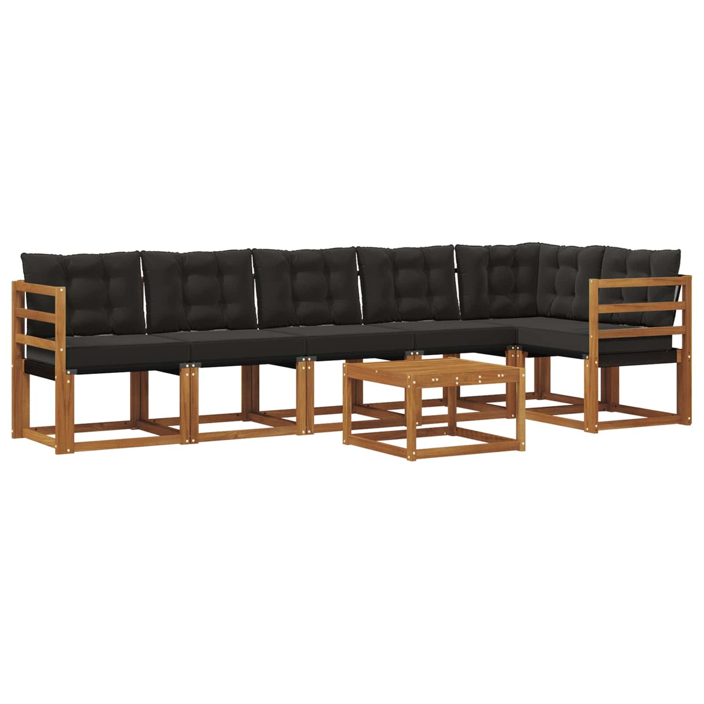 Set di divani da esterno con cuscino 7 pcs Naturale e Nero | homemem39