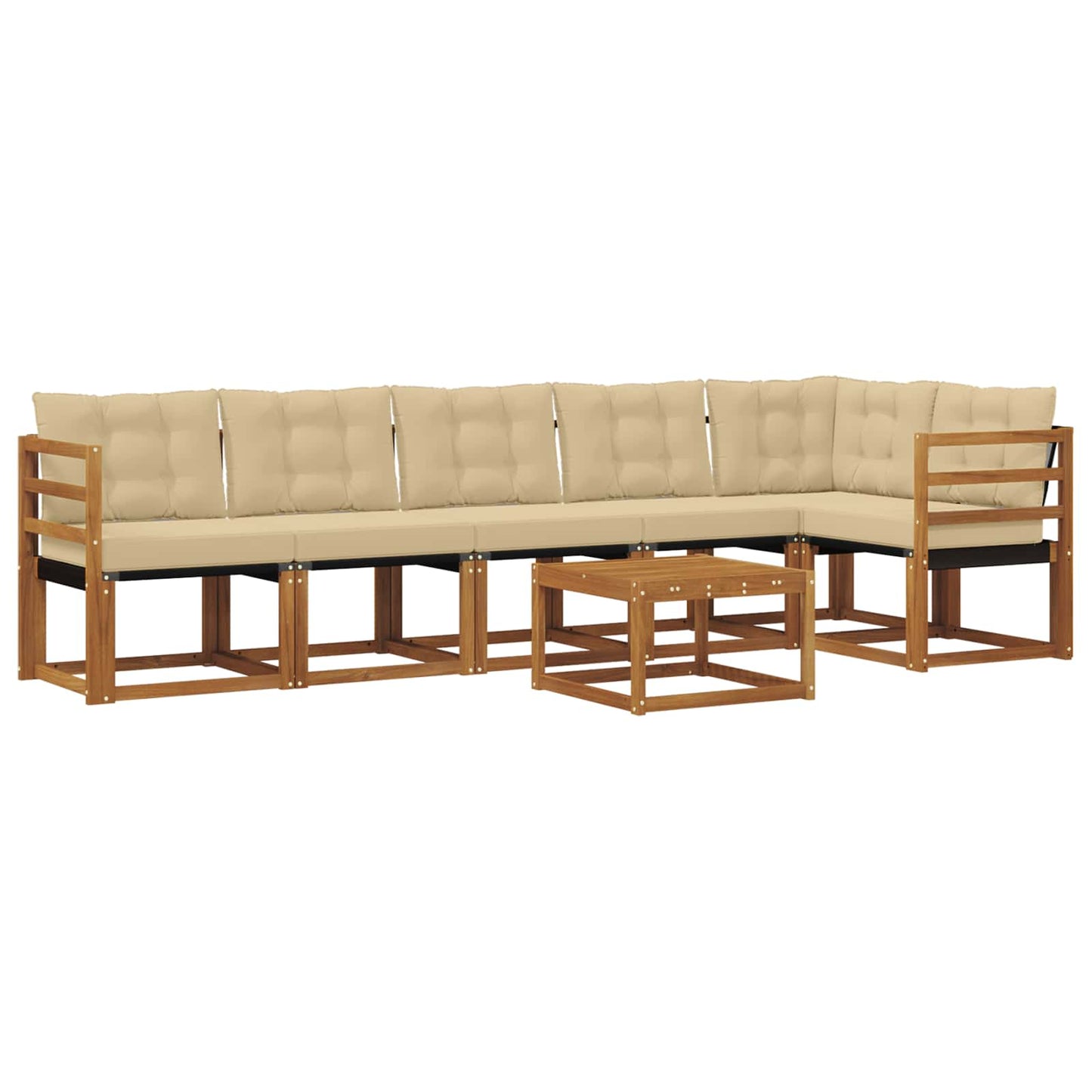 Set di divani da esterno con cuscino 7 pcs Naturale e Beige