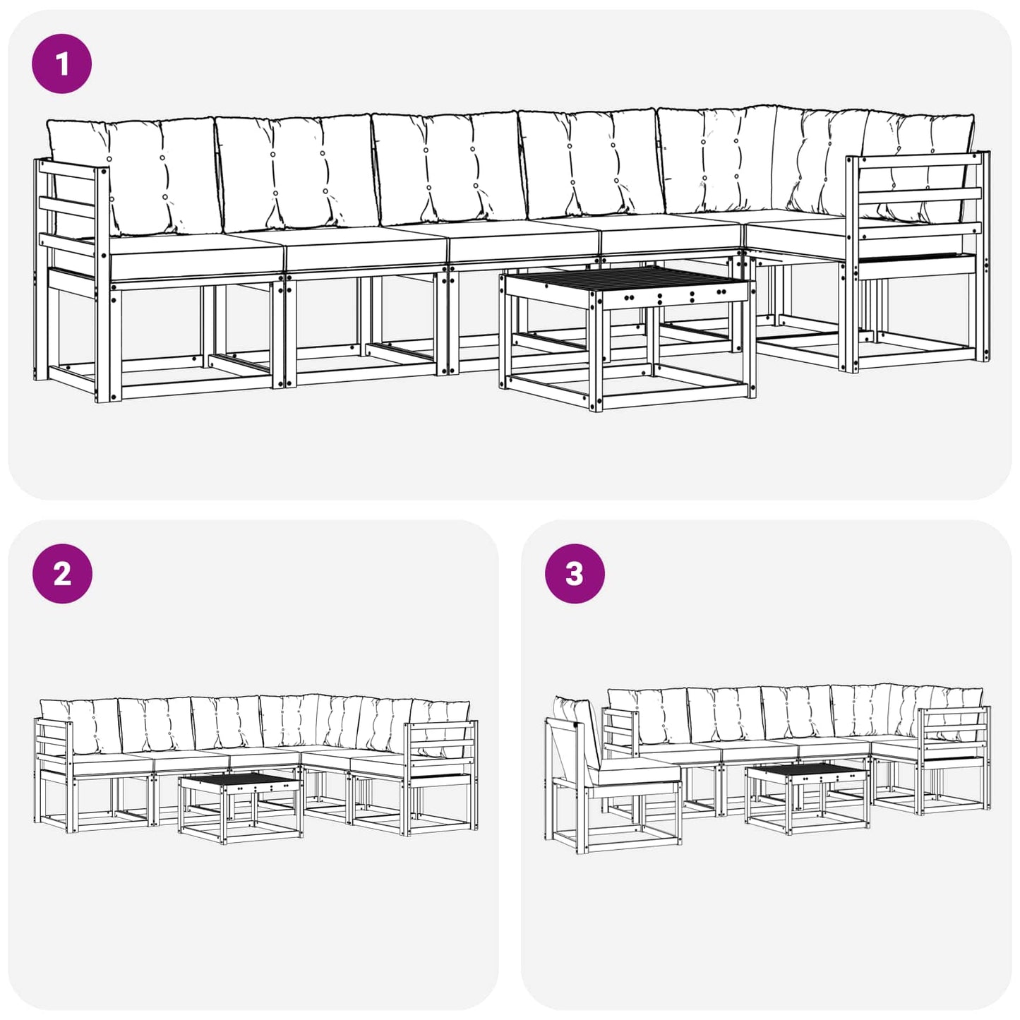 Set di divani da esterno con cuscino 7 pcs Naturale e Beige | homemem39