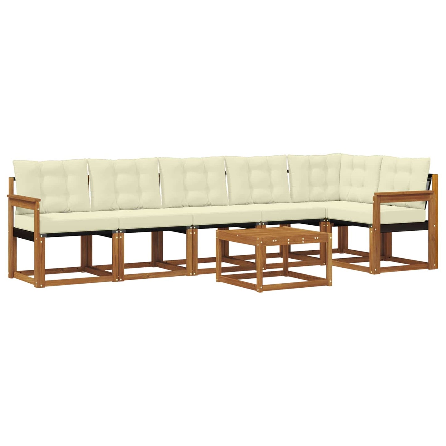 Set di divani da esterno con cuscino 7 pcs Naturale e Crema | homemem39
