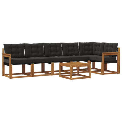 Set di divani da esterno con cuscino 7 pcs Naturale e Nero | homemem39