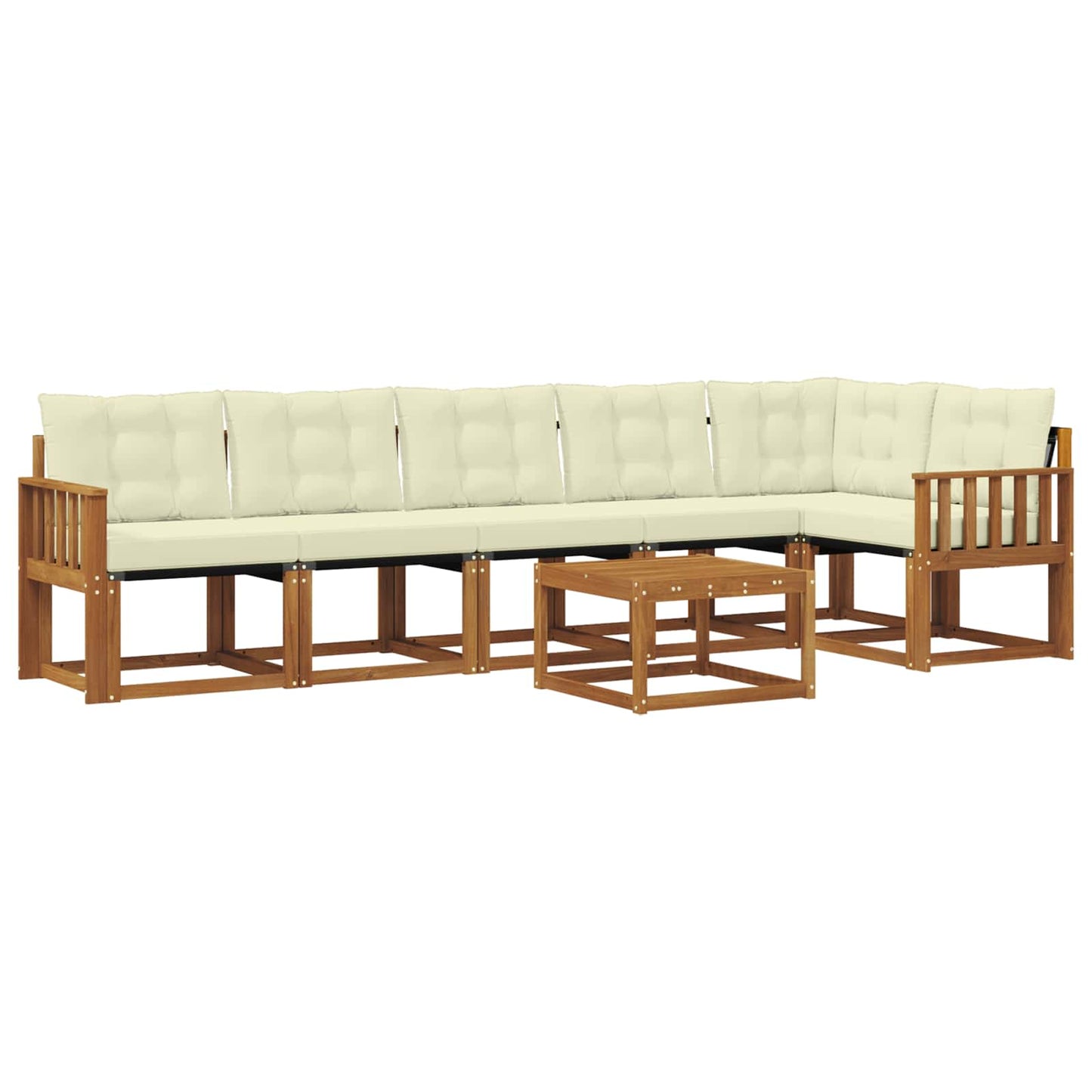 Set di divani da esterno con cuscino 7 pcs Naturale e Crema | homemem39