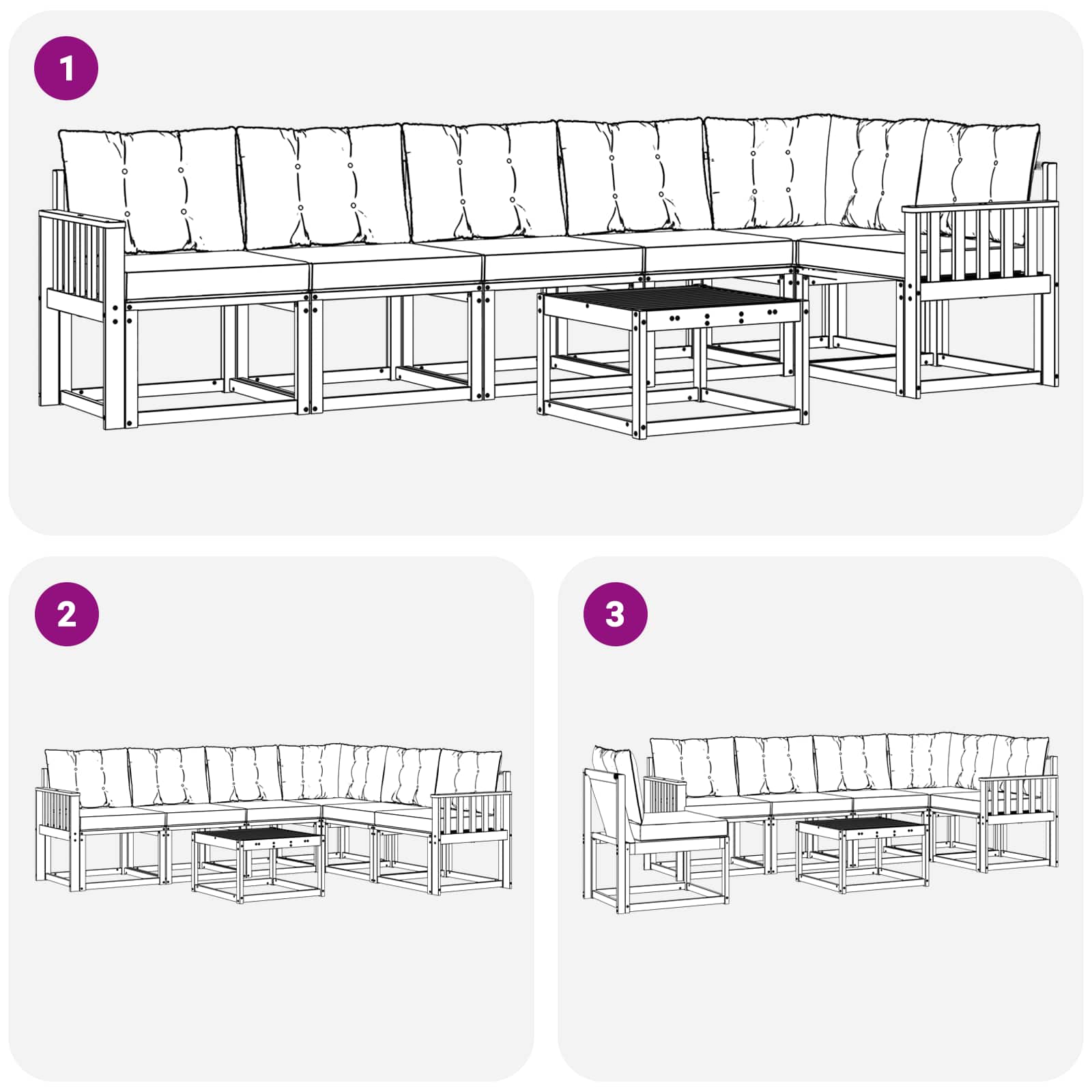 Set di divani da esterno 7 pcs Grigio Naturale e Chiaro | homemem39