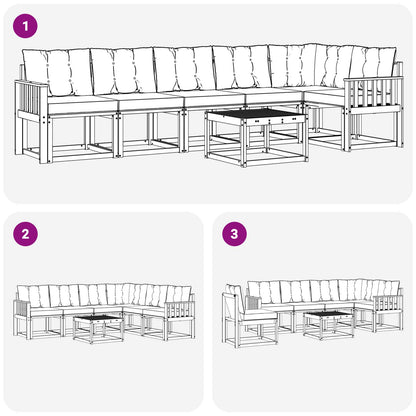 Set di divani da esterno con cuscino 7 pcs Naturale e Nero | homemem39