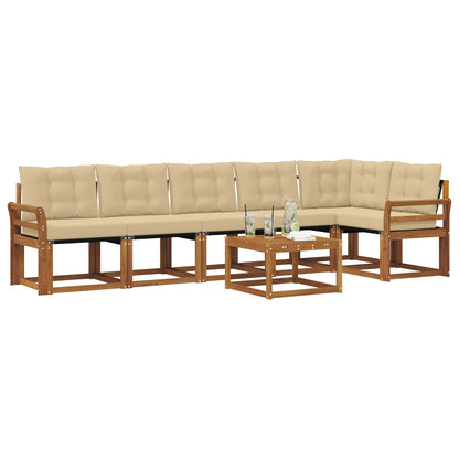 Set di divani da esterno con cuscino 7 pcs Naturale e Beige | homemem39