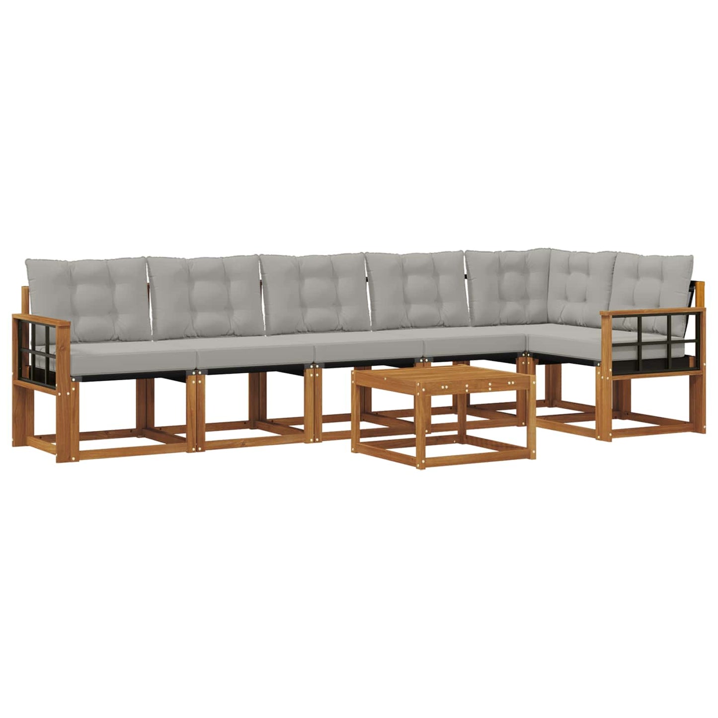 Set di divani da esterno 7 pcs Grigio Naturale e Chiaro | homemem39