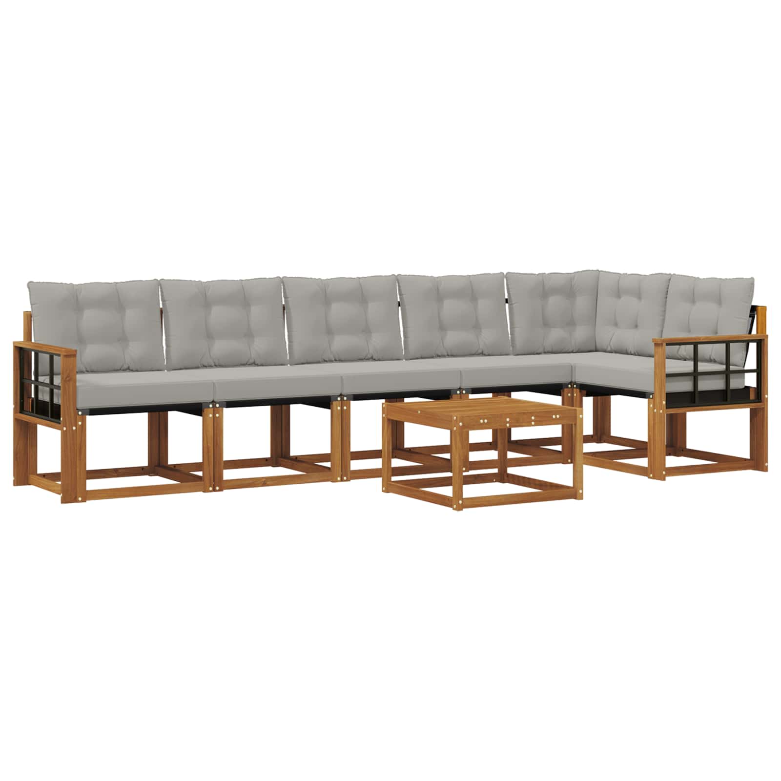 Set di divani da esterno 7 pcs Grigio Naturale e Chiaro | homemem39