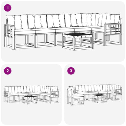 Set di divani da esterno 7 pcs Grigio Naturale e Chiaro | homemem39