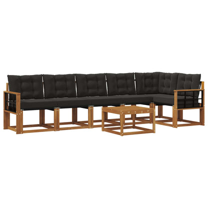 Set di divani da esterno con cuscino 7 pcs Naturale e Nero | homemem39