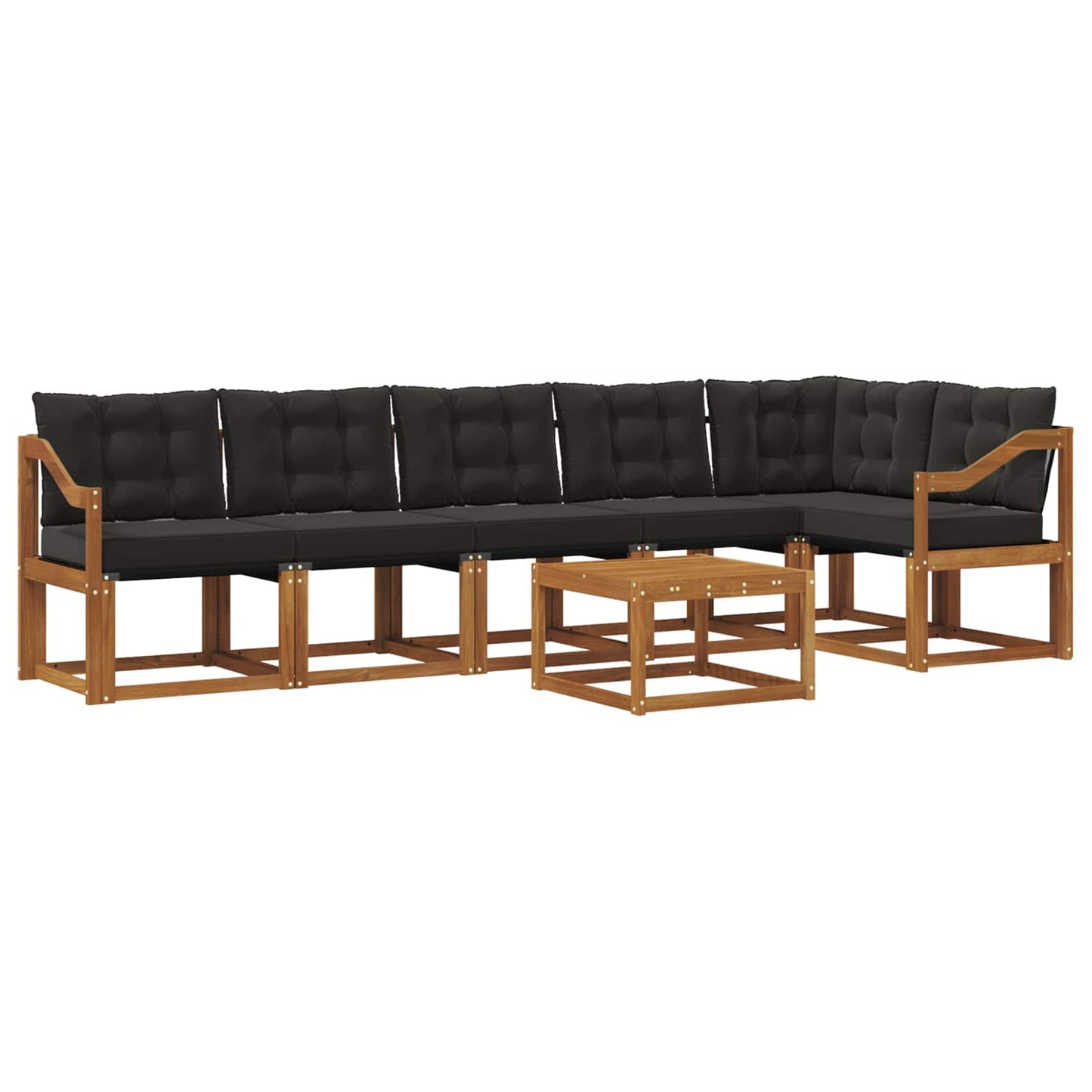 Set di divani da esterno con cuscino 7 pcs Naturale e Nero | homemem39