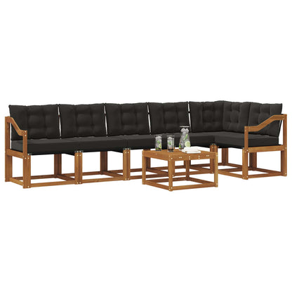 Set di divani da esterno con cuscino 7 pcs Naturale e Nero | homemem39