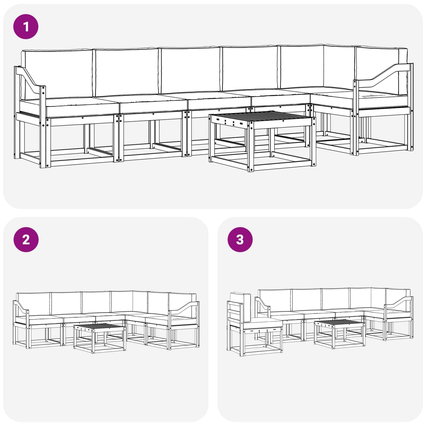 Set di divani da esterno con cuscino 7 pcs Naturale e Beige | homemem39