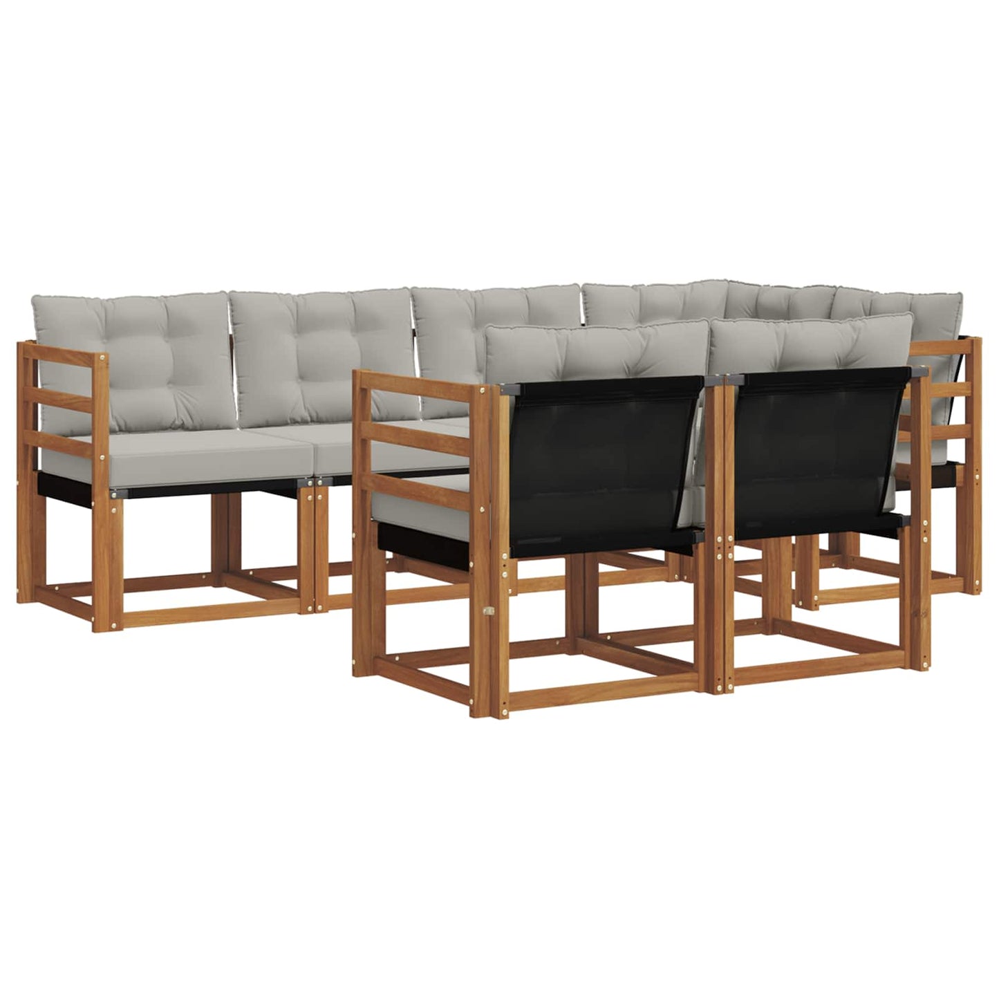 Set di divani da esterno 7 pcs Grigio Naturale e Chiaro | homemem39