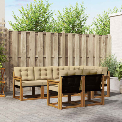 Set di divani da esterno con cuscino 7 pcs Naturale e Beige