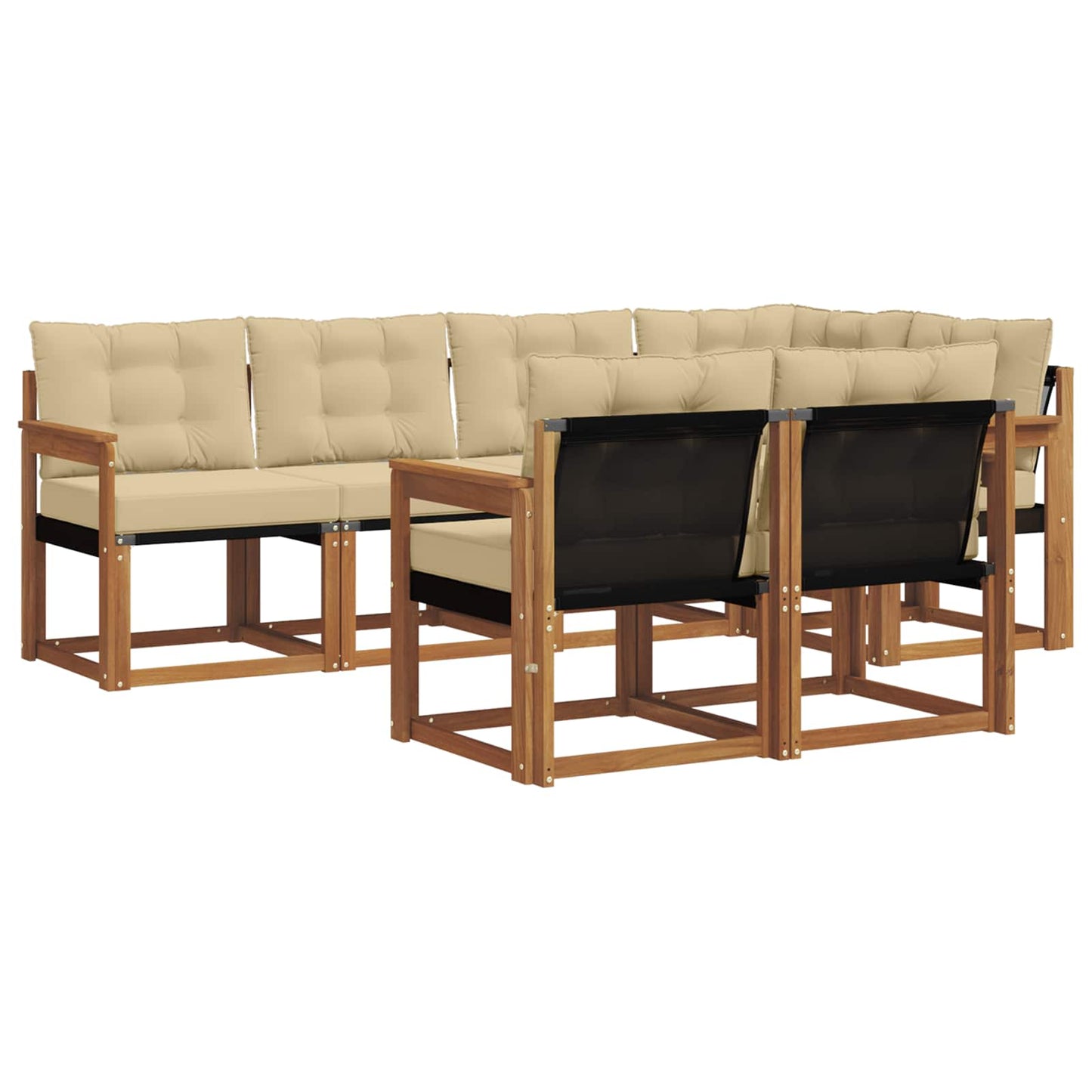 Set di divani da esterno con cuscino 7 pcs Naturale e Beige | homemem39