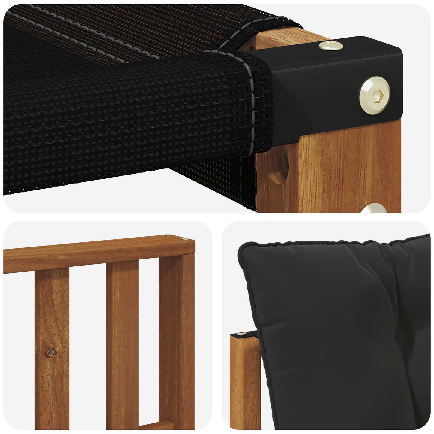 Set di divani da esterno con cuscino 7 pcs Naturale e Nero | homemem39