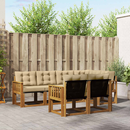 Set di divani da esterno con cuscino 7 pcs Naturale e Beige | homemem39