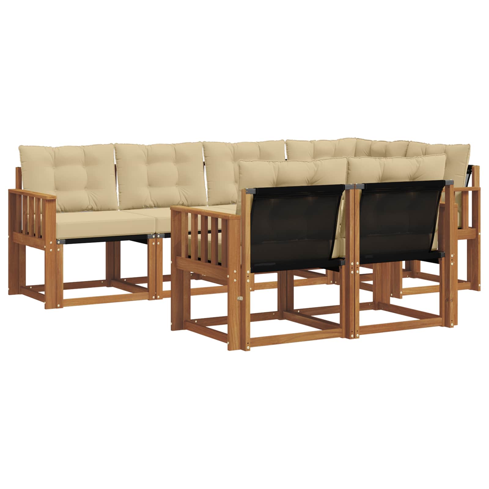 Set di divani da esterno con cuscino 7 pcs Naturale e Beige | homemem39