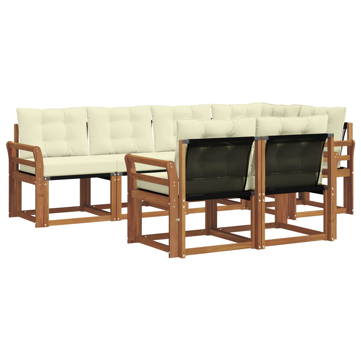 Set di divani da esterno con cuscino 7 pcs Naturale e Crema | homemem39