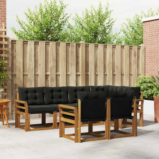 Set di divani da esterno con cuscino 7 pcs Naturale e Nero | homemem39