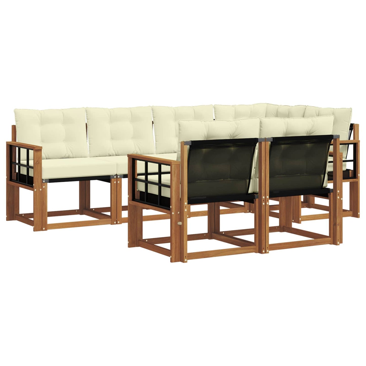 Set di divani da esterno con cuscino 7 pcs Naturale e Crema | homemem39
