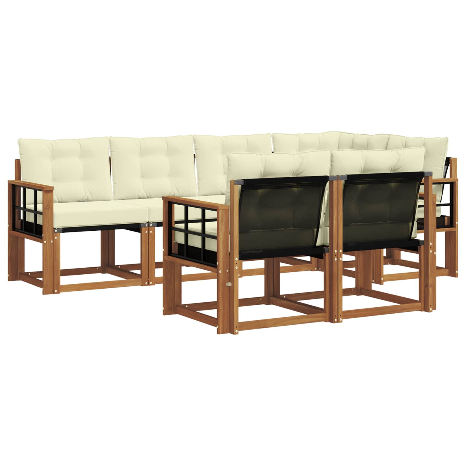 Set di divani da esterno con cuscino 7 pcs Naturale e Crema | homemem39