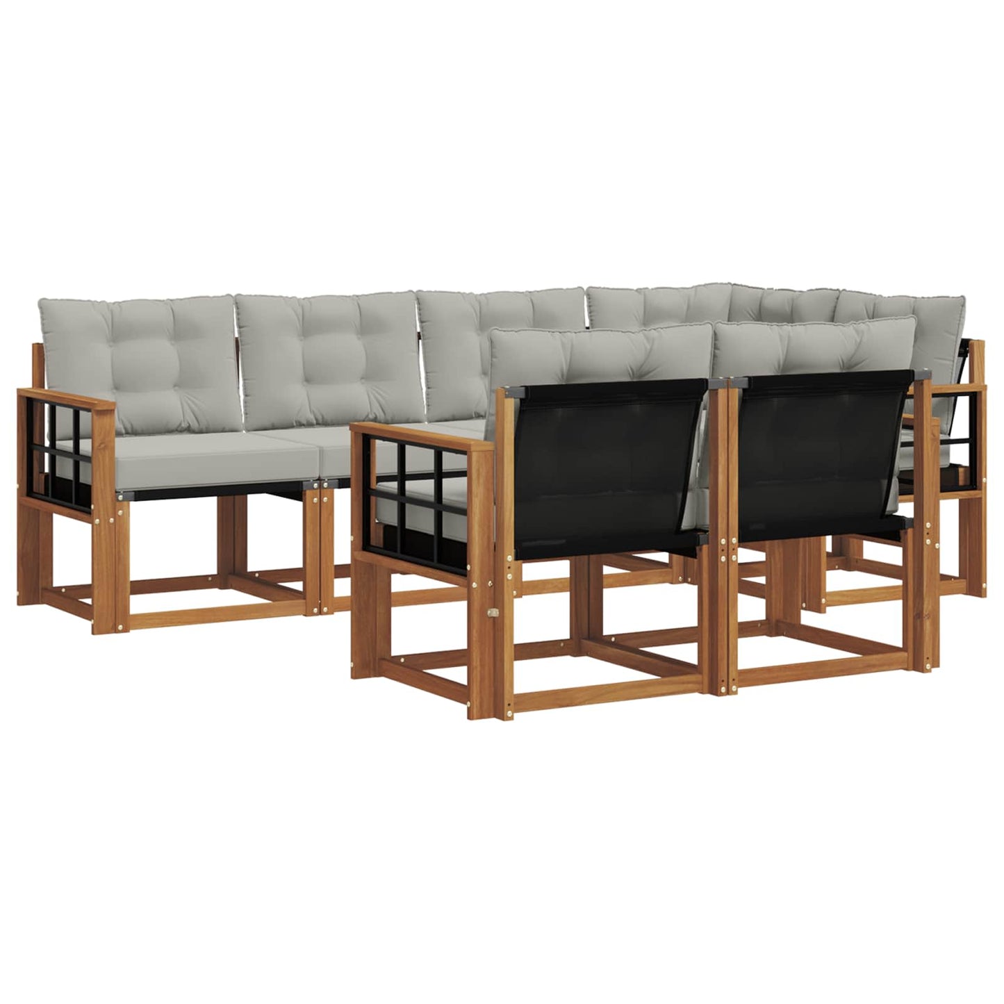 Set di divani da esterno 7 pcs Grigio Naturale e Chiaro | homemem39