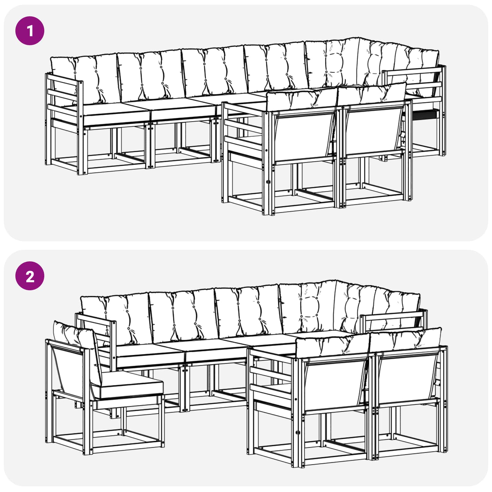 Set di divani da esterno 8 pcs Grigio Naturale e Chiaro | homemem39